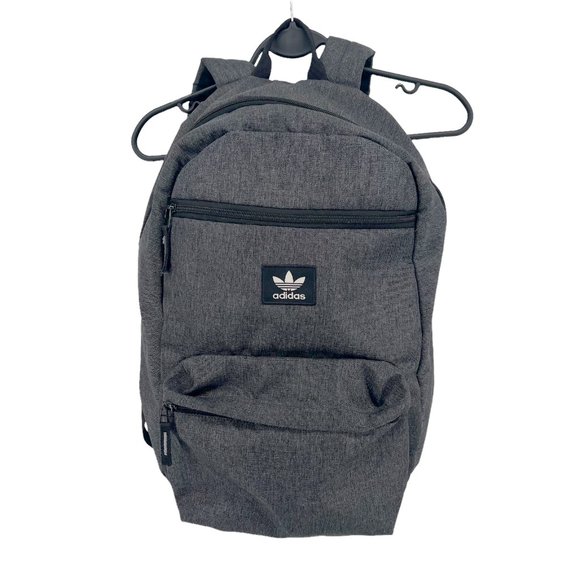 Adidas Trefoil Gray Backpack Large Laptop Storage School Zip Pockets